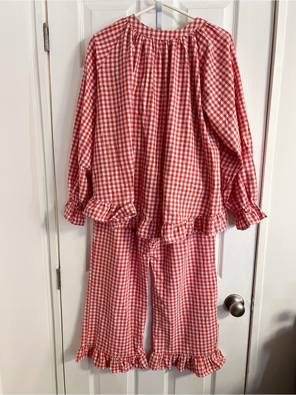 Amazon Red Gingham Ruffle Pajama Set - Picture 3 of 11